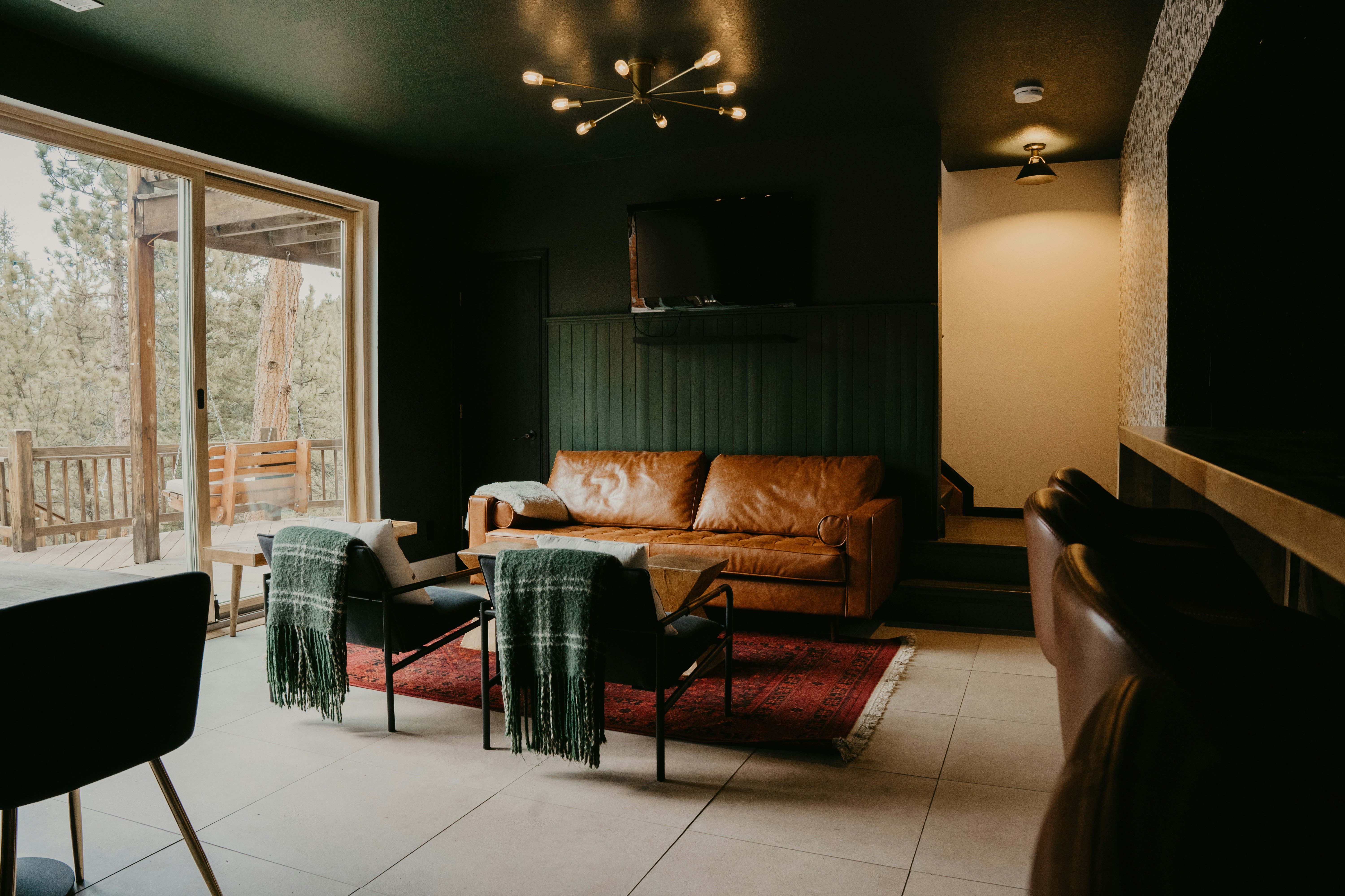 A clean, newly renovated living room