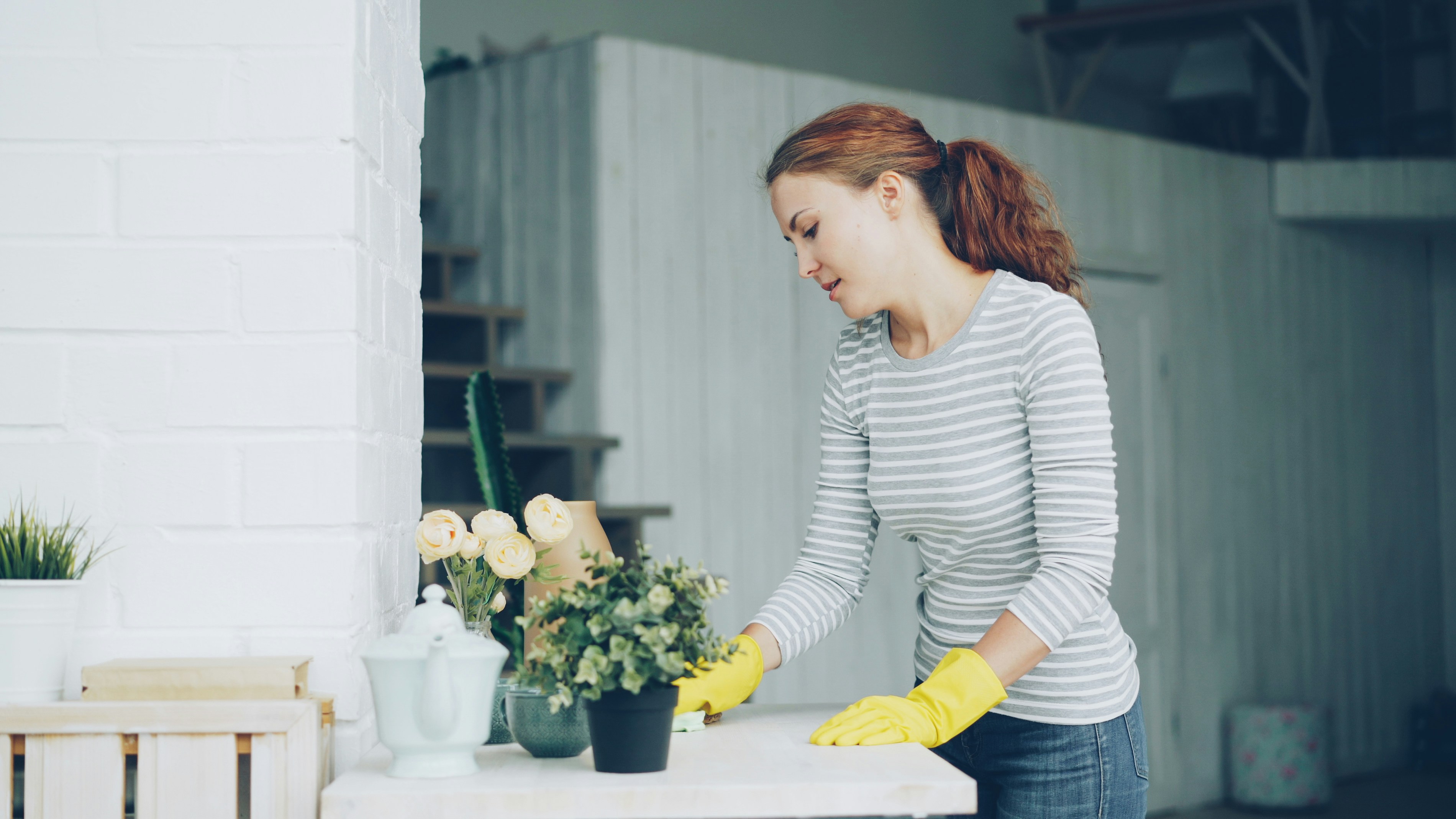 Cleaning a newly renovated kitchen
