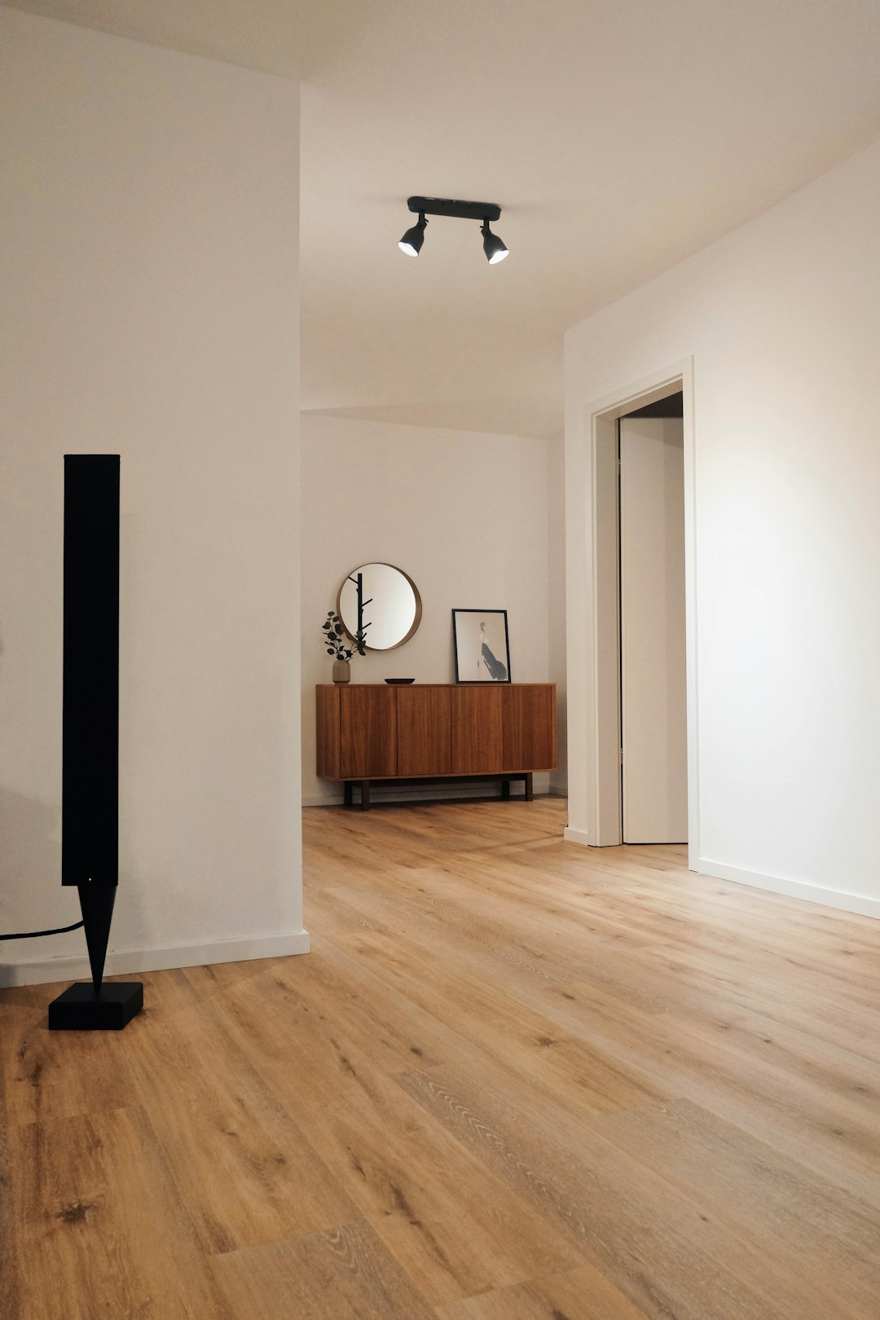 Clean hallway with wooden flooring in Singapore home