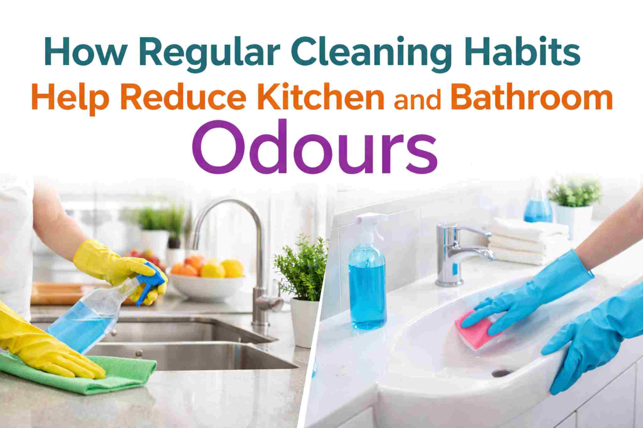 Regular kitchen and bathroom cleaning to reduce household odours