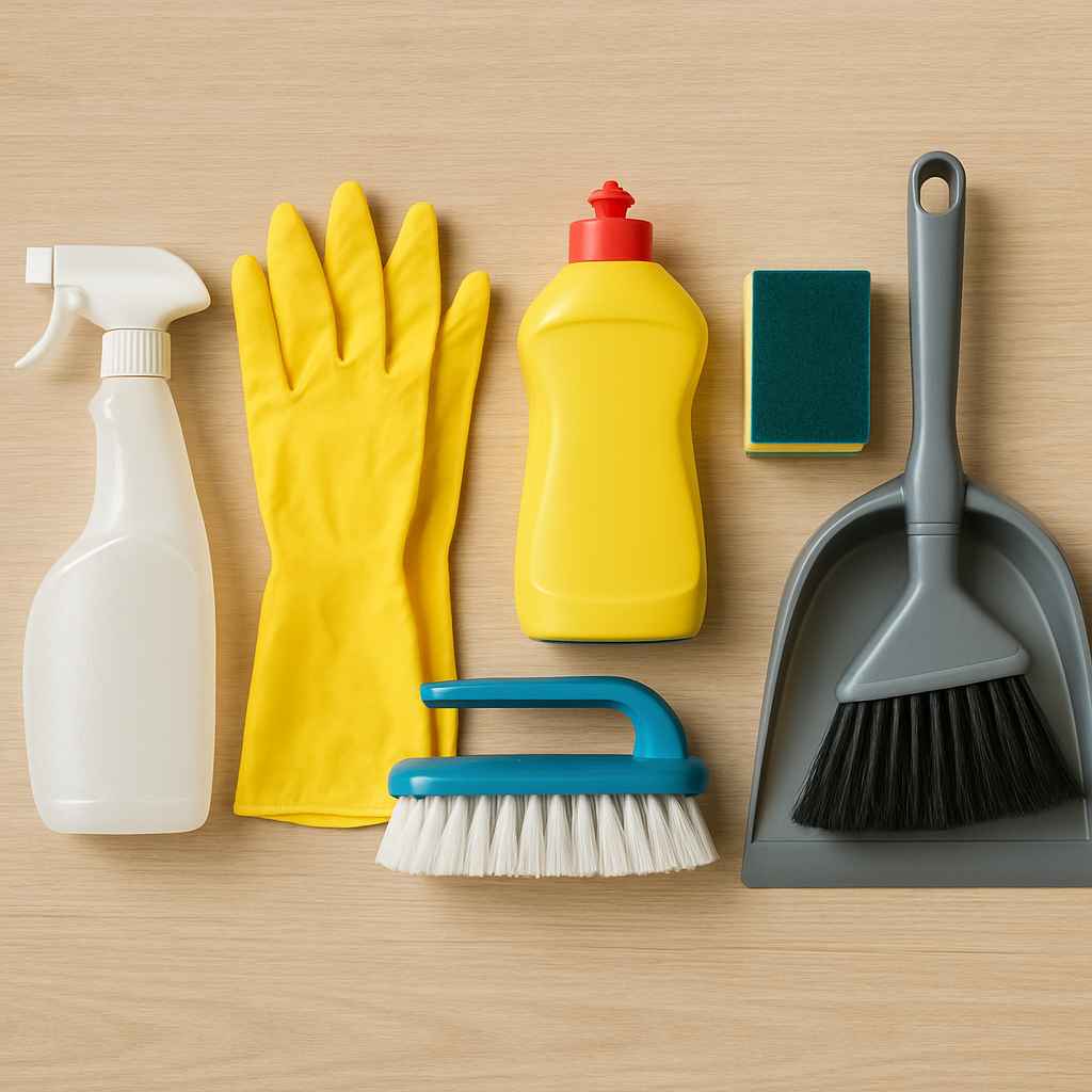 House cleaning supplies used by part-time cleaners in Singapore